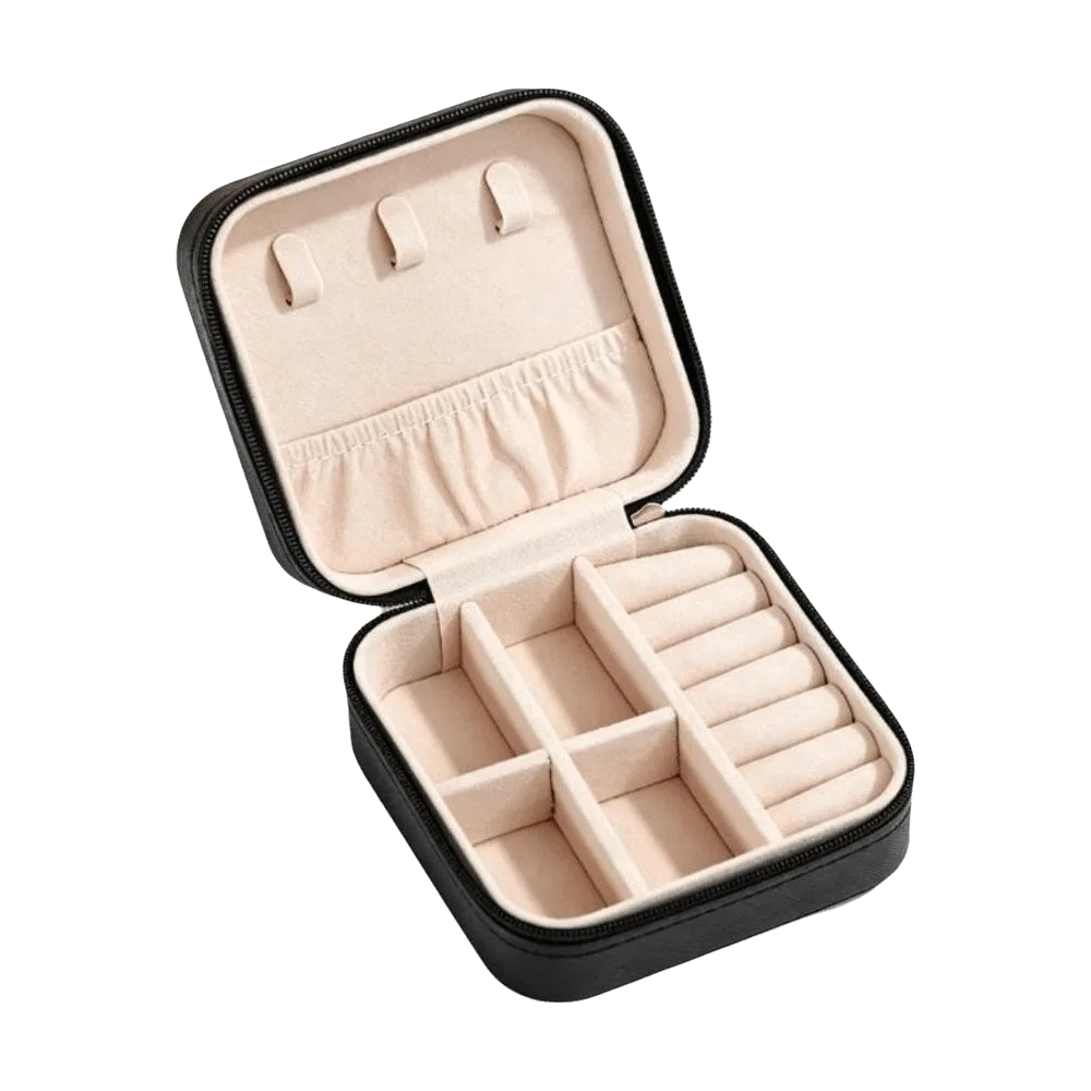 boîte bijoux velours moderne rose pâle élégante compartiments porte bijoux