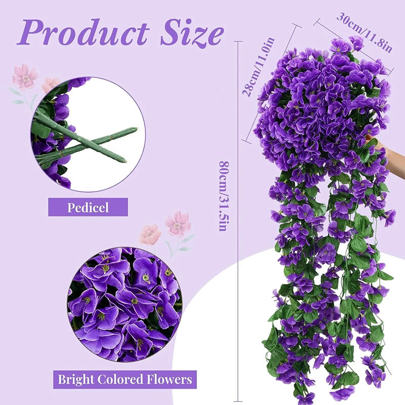 guirlande artificielle violettes fleurs modernes decoration maison intérieure 80cm boite
