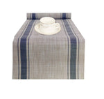 nappe rectangulaire rayée beige bleu marine tissée pvc facile nettoyage intérieur extérieur maison