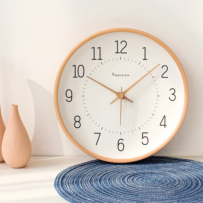 horloge murale moderne minimaliste bois blanc beige chambre salon