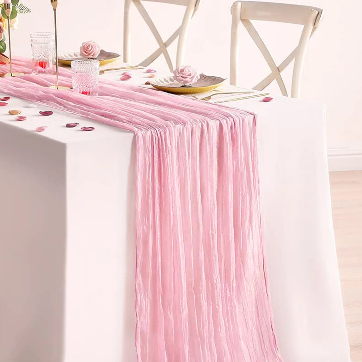 nappe decorative plissée semi transparente beige rose vert olive mariage nouvelle annee festive