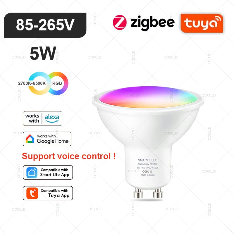 ampoules led intelligentes blanc multicolore rgb wifi zigbee bluetooth 2700 6500k moderne transparentes