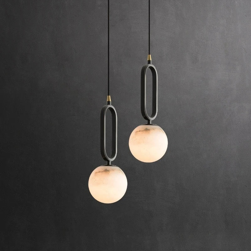 lampe suspendue marbrée moderne minimaliste noir doré blanc chambre salon
