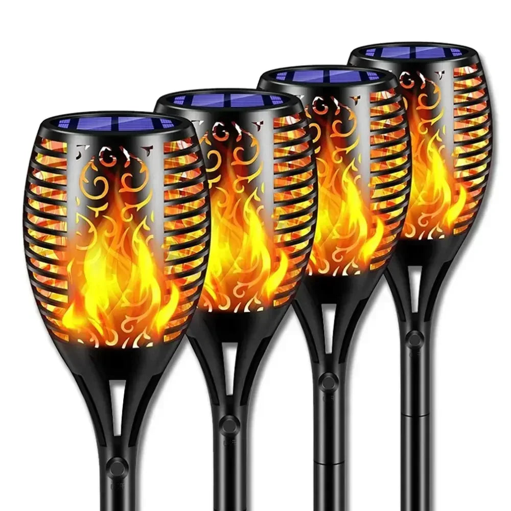 torche solaire 96 led motif floral moderne batterie intégrée ip65 fixation tringle