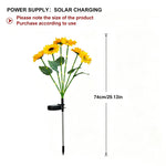 décoration extérieure solaire moderne bouquet lumineux jaune vert tringle métallique fleurs feuilles paysagère
