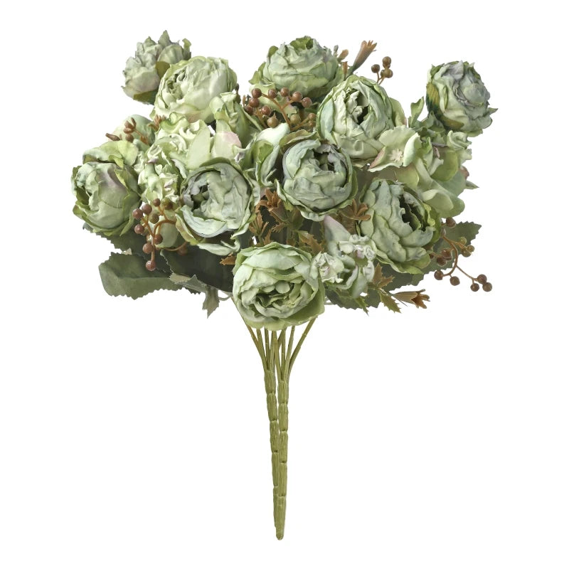 bouquet artificiel pivoine violettes blanches romantique intérieur mariage décoration maison fleurs soie classique