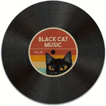 tapis souris rond noir chat vintage musique gamer caoutchouc antidérapant imperméable