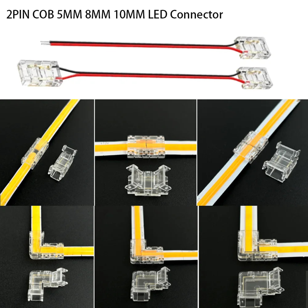 connecteur led transparent sans soudure clips moderne 5mm 8mm 10mm bande led 10pcs câbles