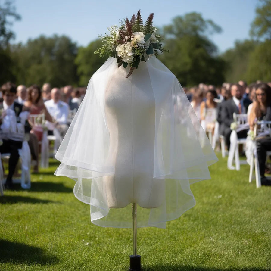 voile mariée blanc deux couches ruban bordure translucide classique clips fixations