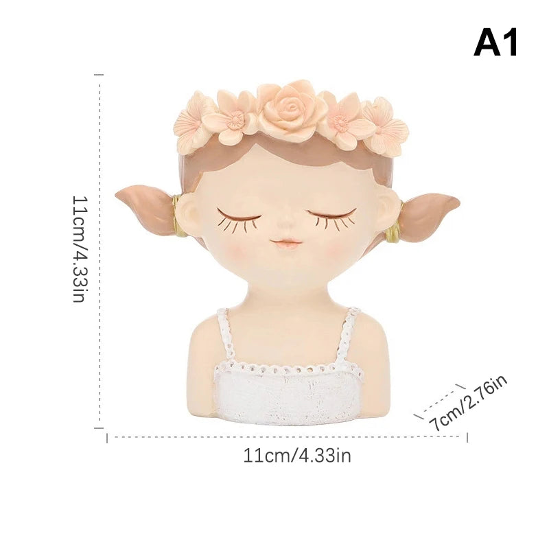 statue tête féminine résine crème rose pâle gris clair fleurs reliefs artisanal figuratif
