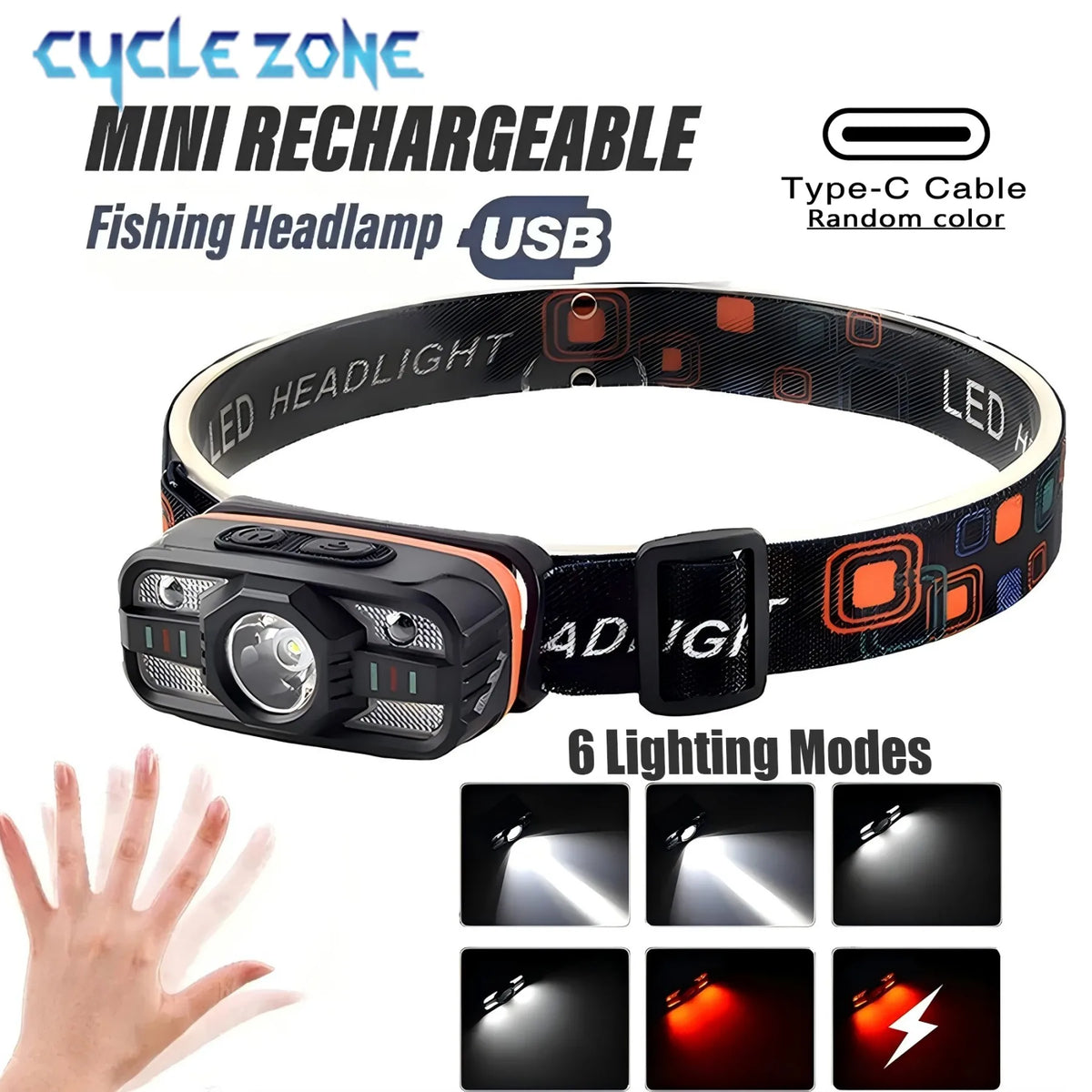 lampe frontale led rechargeable modes noir bande elasto moderne camping