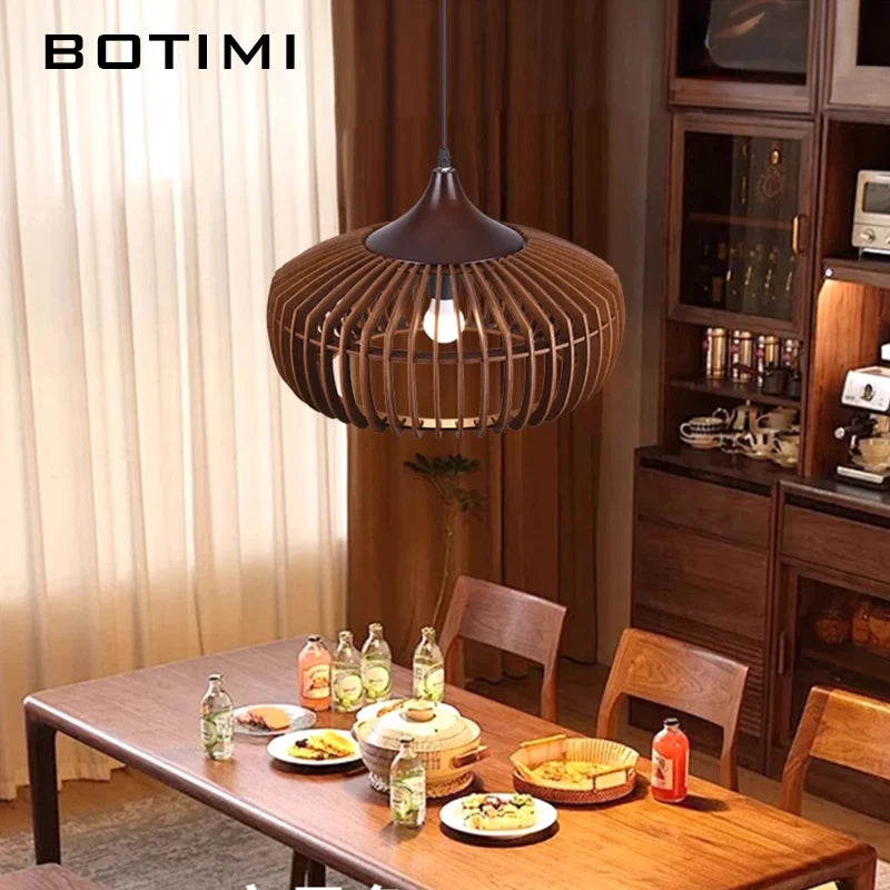 lampe suspendue bois naturel bambou moderne rustique salon chambre éclairage 220V 249 2000lm ans