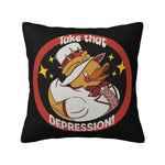 coussin carré noir canard chapeau épée zip invisible décoration chambre voiture 100 polyester imprimé