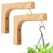 Porte-plante mural en bois naturel nordique - Support mural pour pots de fleurs et lanternes