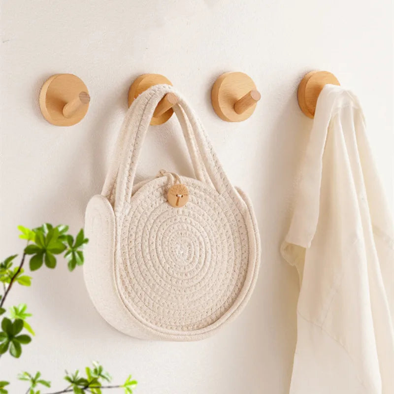 crochet mural bois naturel minimaliste adhésif support clés serviettes chambre rangement deco moderne
