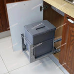 poubelle cuisine acier inoxydable gris moderne fixation rangement intégré tri odorant