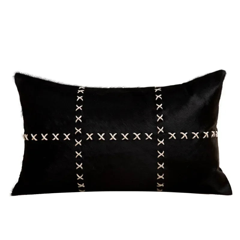 coussin imprimé léopard noir blanc moderne salon décoration canapé carré peluche adhésif