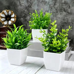 décoration intérieure plante artificielle eucalyptus bonsaï vert feuilles fines moderne sans entretien pot blanc