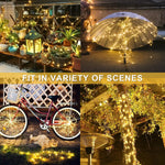 guirlande lumineuse led solaire 400 points blanc doré moderne 300cm jardin festive
