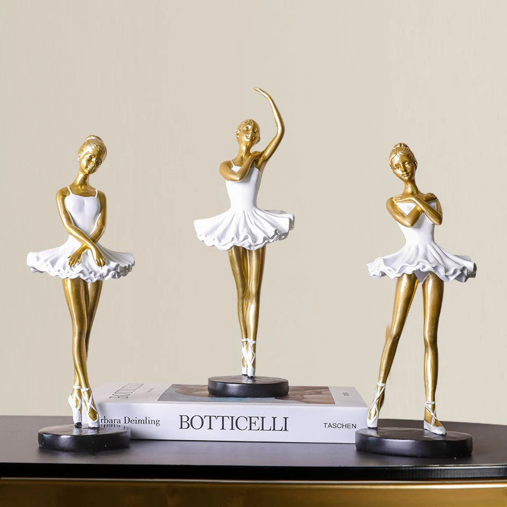 statue danseuse résine or blanc robes ballet décoration chambre enfant collection amateur