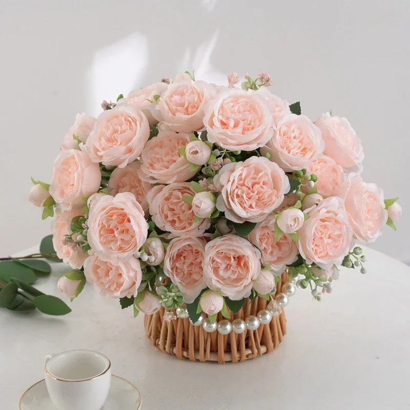 bouquet fleurs artificielles pivoines soie moderne élégant intérieur mariage anniversaire baby shower decoration chambre