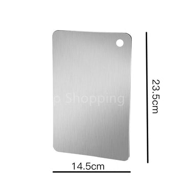 planche découper argentée moderne poignée clips rectangle lisse brillante respectueuse l'environnement