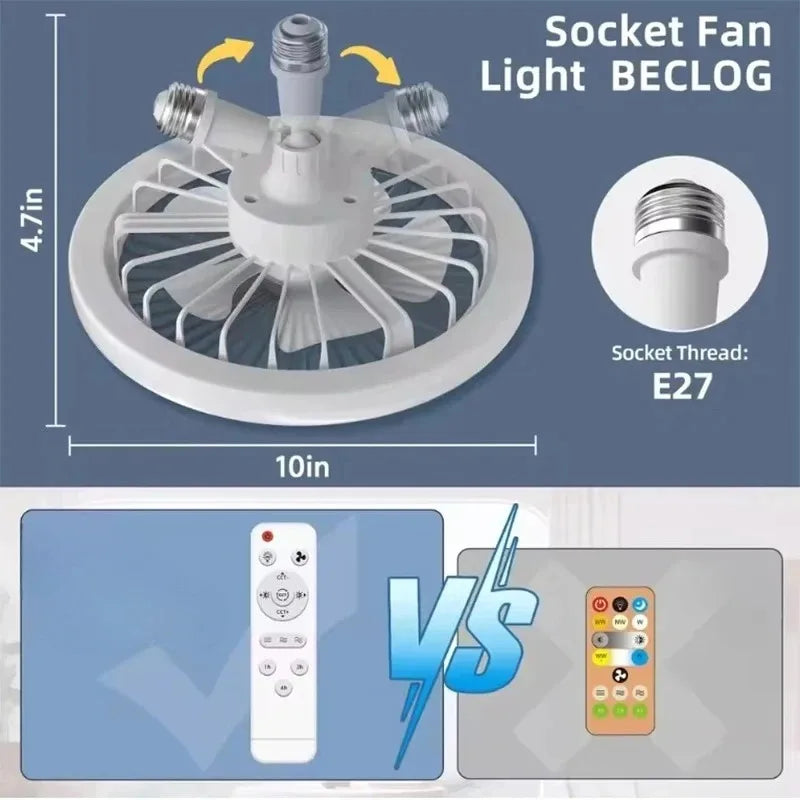 ventilateur lumière led blanc moderne télécommande incluse chambre cuisine