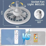 ventilateur lumière led blanc moderne télécommande incluse chambre cuisine