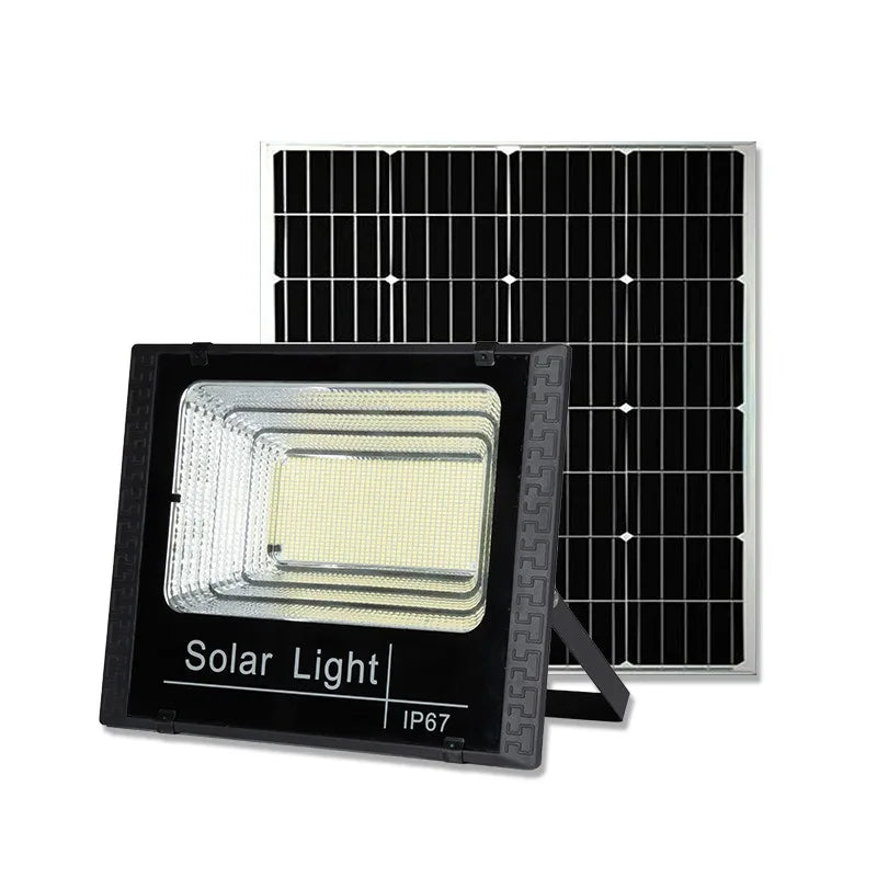 lampe solaire 50w 100w 200w 300w 500w ip67 panneau solaire led noire moderne