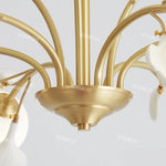 lampe suspendue contemporaine or blanc fleurs opalescente 10 têtes chaîne neutre