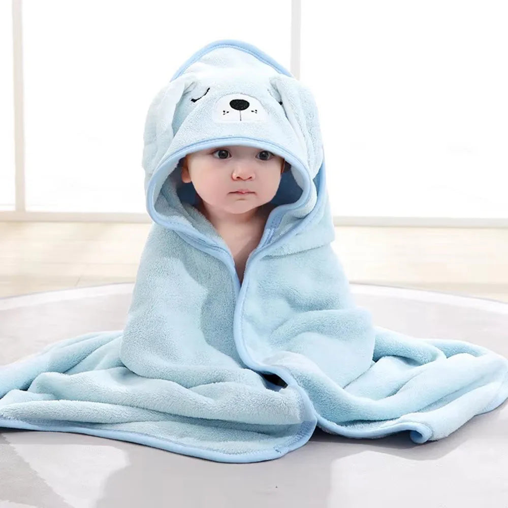 serviette bébé capuche animaux douce bleu rose gris blanc fourrure soft confortable tranchée mouillage