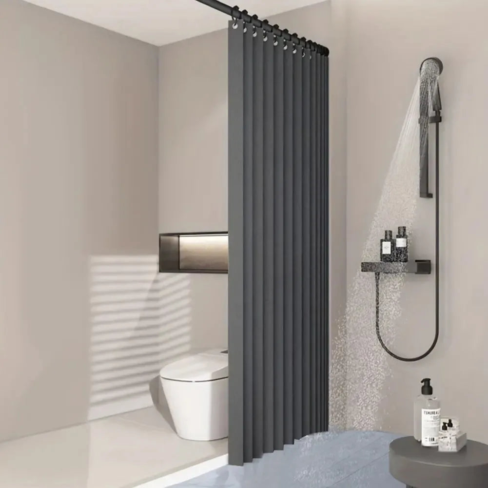 rideau douche gris texturé lin imperméable moderne respectueux environnement 180cm 200cm