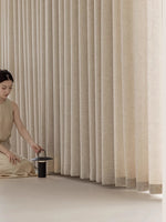 rideau moderne beige clair texture lin opacité fenêtre balcon intérieur maison japonais décoratif