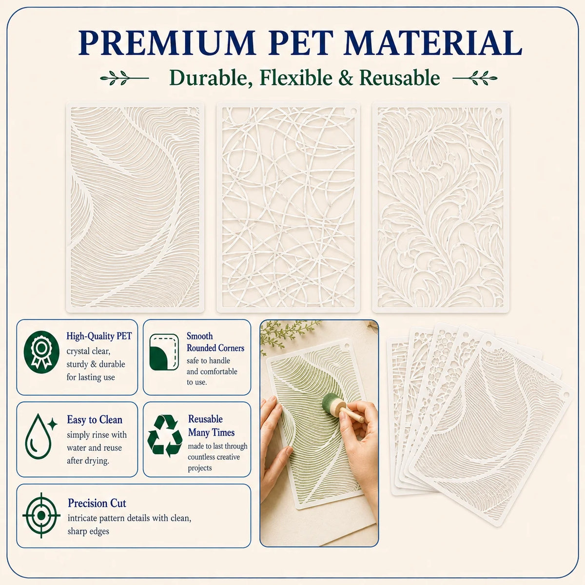 gabarits motifs géométriques réutilisables blancs modernes peinture diy artisanat meuble