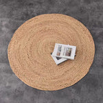tapis rond naturel spirale concentrique tissé main rustique salon chambre coucher polypropylène