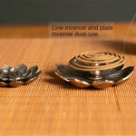 support encens fleur or artisanal incense burner cuivre décoration maison yoga