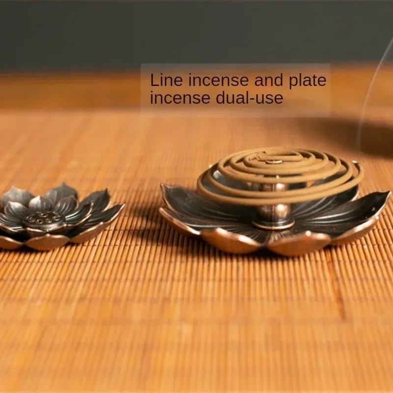 support encens fleur or artisanal incense burner cuivre décoration maison yoga