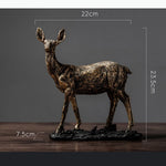 décoration bronze doré figurines cerfs texturées vieillies rustique vintage éléments maison