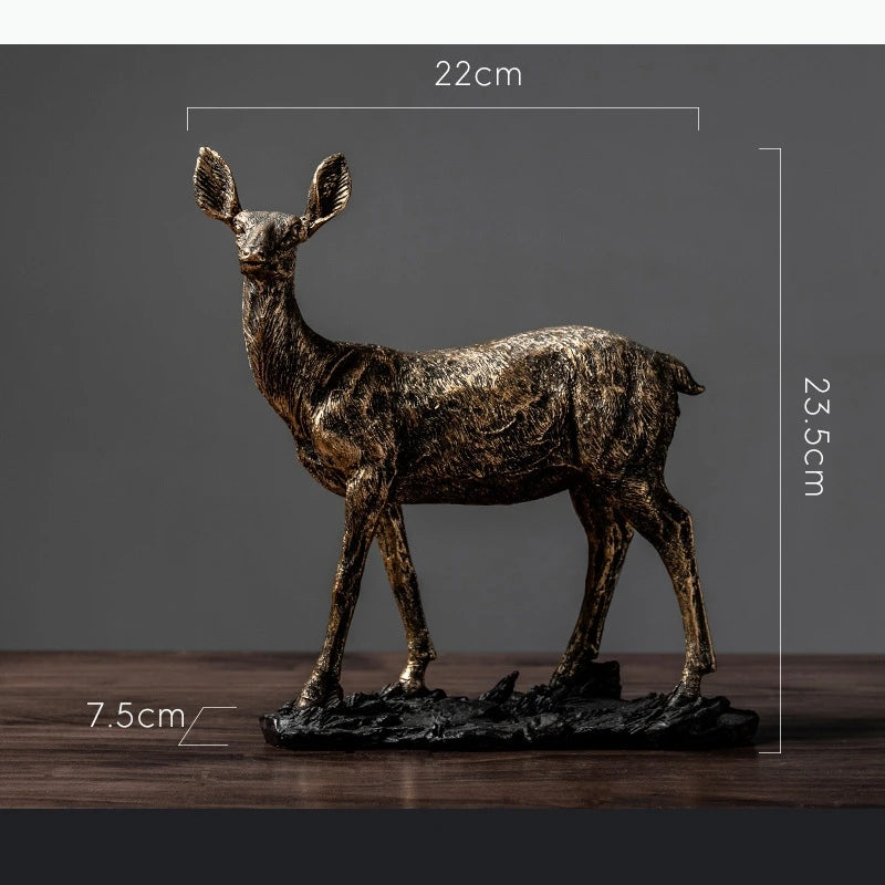 décoration bronze doré figurines cerfs texturées vieillies rustique vintage éléments maison