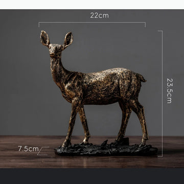 décoration bronze doré figurines cerfs texturées vieillies rustique vintage éléments maison