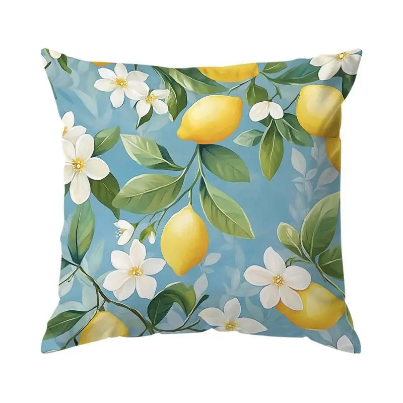 taies d'oreiller polyester citron vintage naturel fleurs blanches couleurs vives décoration maison jacinthe