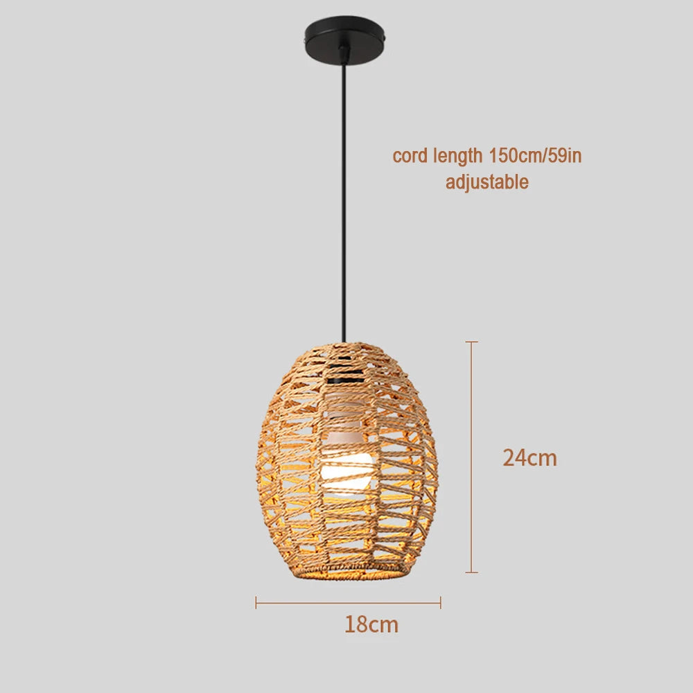Suspension tissée moderne bambou marron clair câble ajustable salon chambre