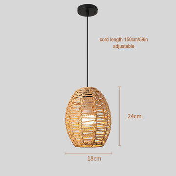 Suspension tissée moderne bambou marron clair câble ajustable salon chambre