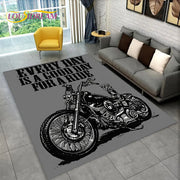 tapis 3d motif moto gris marron rouge vintage salon chambre polyester