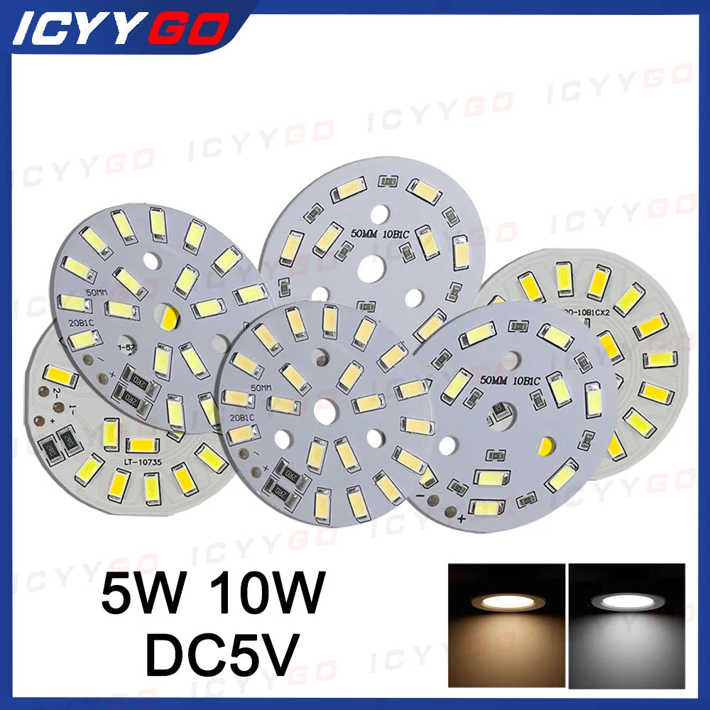 plaque led circulaire 50mm 10w blanc chaud diodes smd5730 modernes technologiques 5v 6000k 3000k