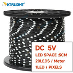 ruban led noir points blancs 5v ws2811 imperméable programmable 10m 50m 100m adresstable arduino