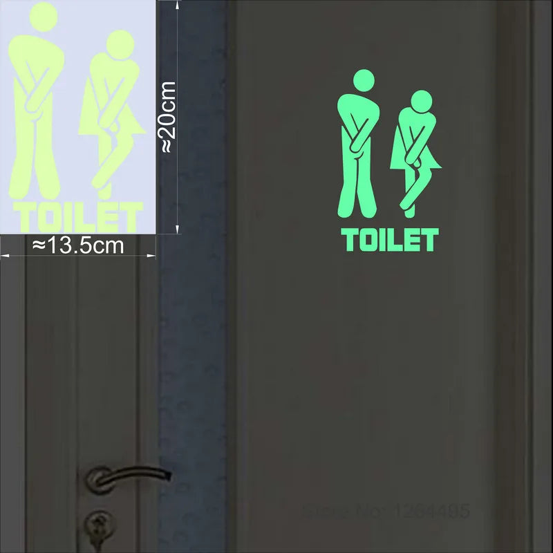 autocollant mural brillant nuit porte toilette salle bain indicateur wc fluo personnes urgence toilet