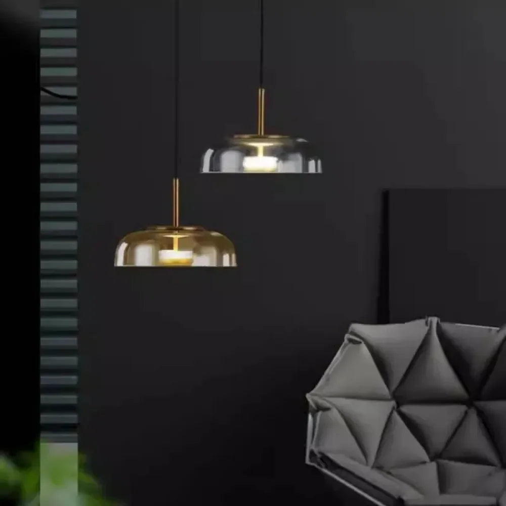 lampe suspendue moderne smoky gris ambre transparent led 90 260v 249 2000lm e27