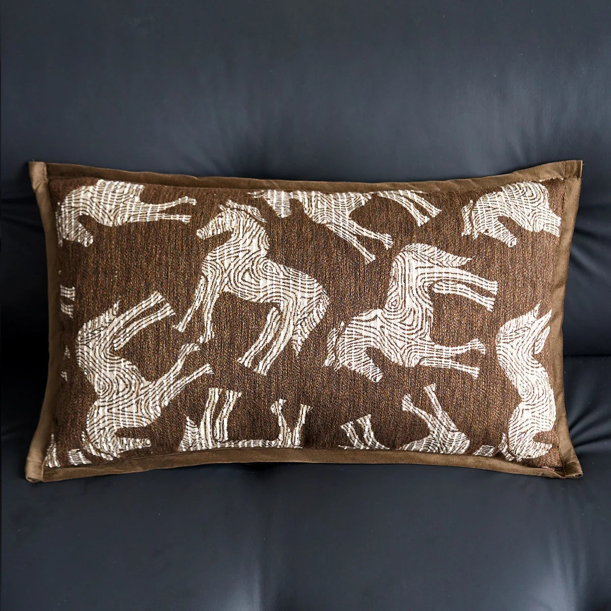 housse coussin polyester géométrique beige marron nordique contemporain adhésif tassel decoration intérieur voiture