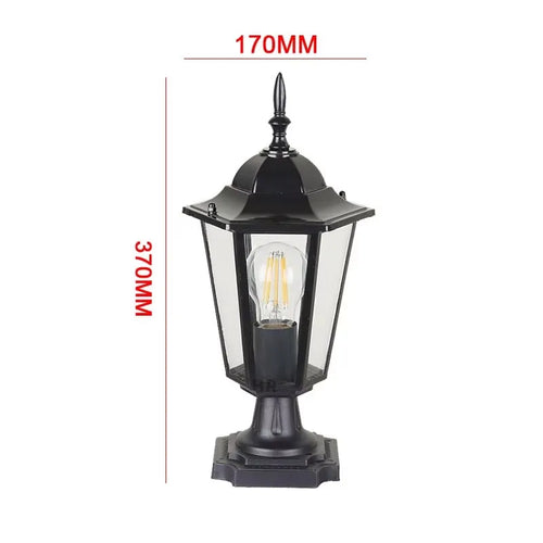 lampe rue classique texture métallique transparente noir doré flux lumineux ip55extérieur